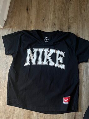 The Nike Tee Black T-Shirt with White Block Logo